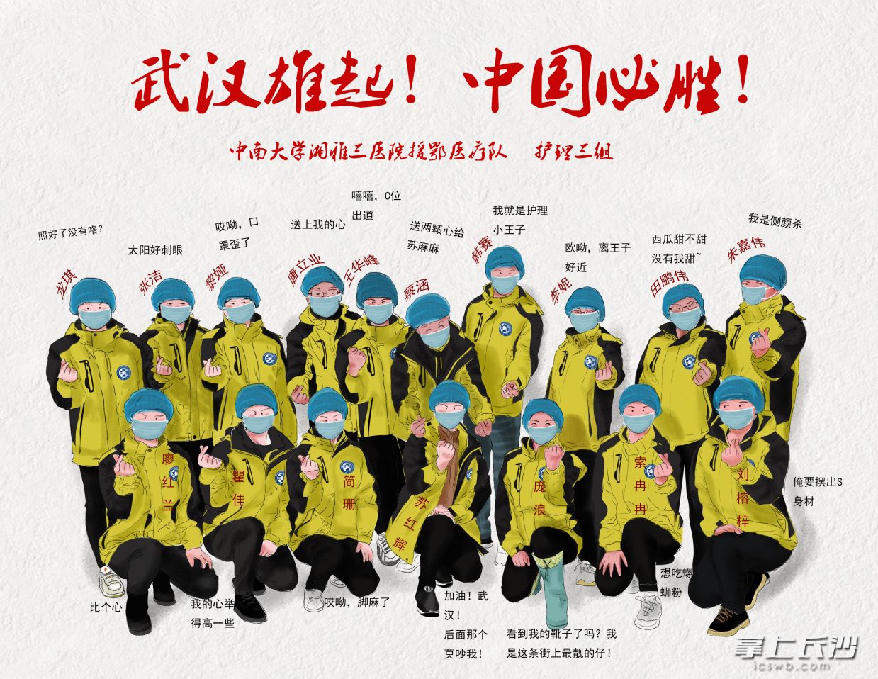 3月14日畫的湘雅三醫(yī)院援武漢護(hù)理三組