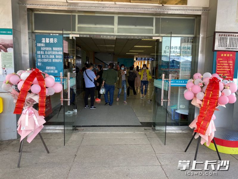 一個(gè)叫“湖北·武漢”的將一對“氣球花”送到湘雅三醫(yī)院門診辦入口處,。