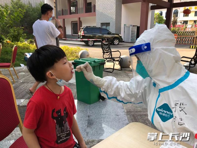 妻子段潔正在進行核酸采集工作,。