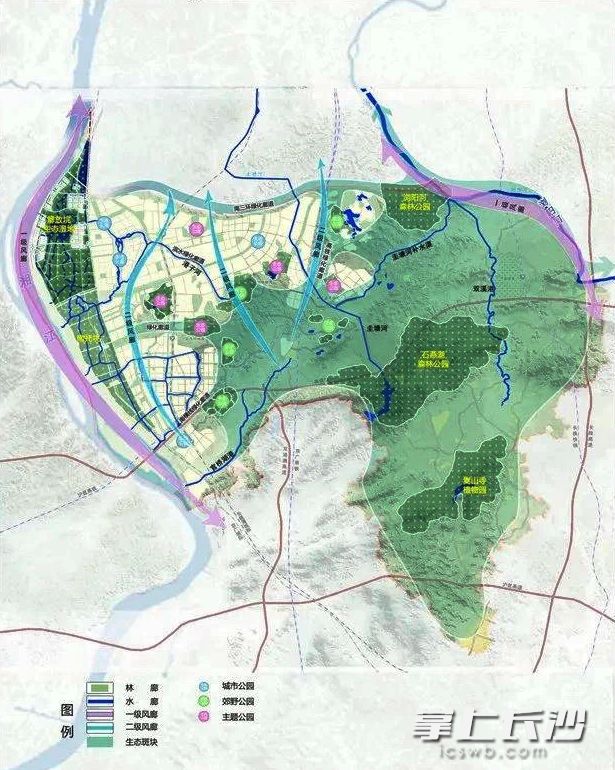長(zhǎng)沙南部片區(qū)生態(tài)空間布局圖,。資料圖片
