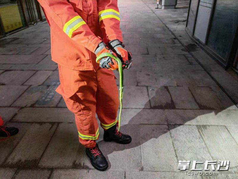 竹葉青蛇被伍家?guī)X消防救援站消防員徒手抓住。長(zhǎng)沙晚報(bào)通訊員 嵇田利 供圖