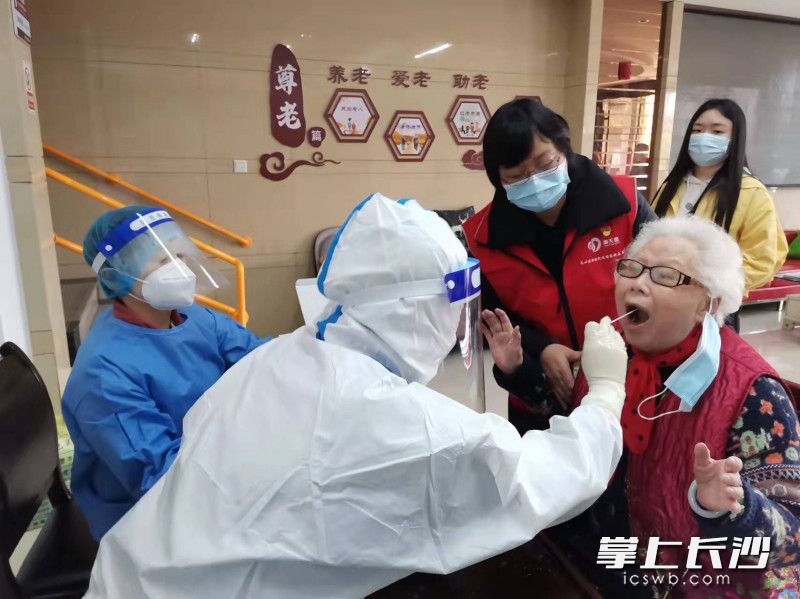 桂花坪“滿天星”黨員志愿者護送老年人走綠色通道進行檢測,。長沙晚報通訊員 曹曉祎 供圖