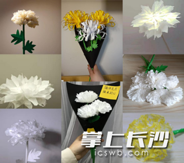 學(xué)生展示課堂作品。