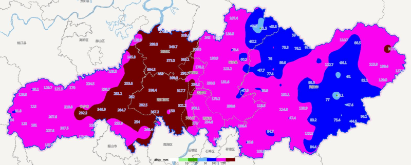 27日時至29日8時累計降雨量（單位：毫米）