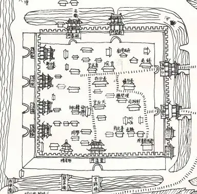 清乾隆《長沙府志》“府城圖”（局部）上,，東南角城頭標(biāo)有天心、文昌二閣,。圖片來源：微天心