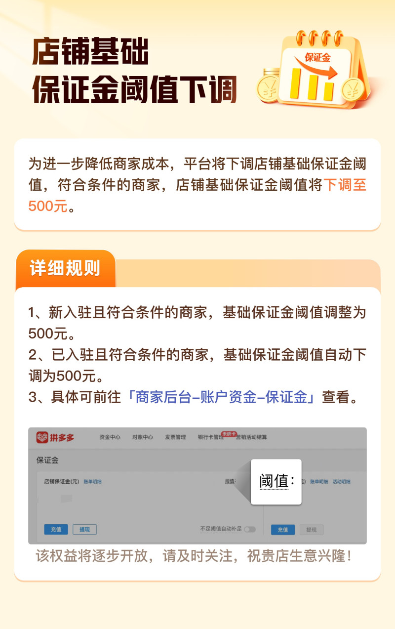 9月5日,，拼多多宣布將下調店鋪保證金,，進一步降低商家經營成本。