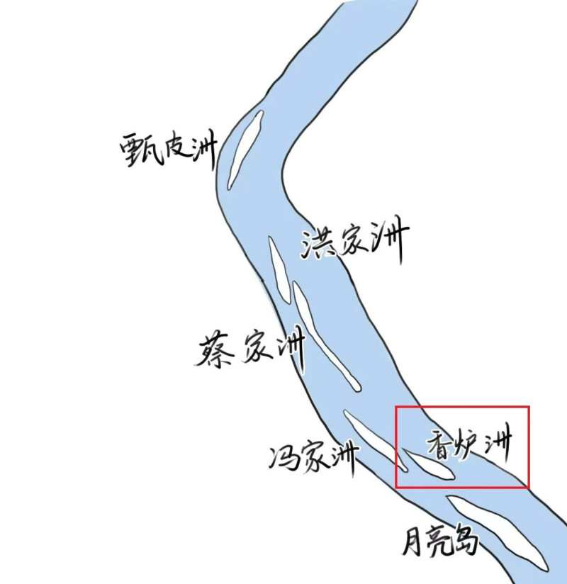 望城區(qū)的6個洲島和香爐洲地理位置示意圖,。圖片來源于長沙晚報網(wǎng)