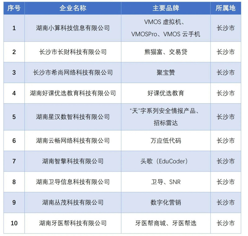 2024年湖南省互聯(lián)網(wǎng)成長型企業(yè)10強榜單