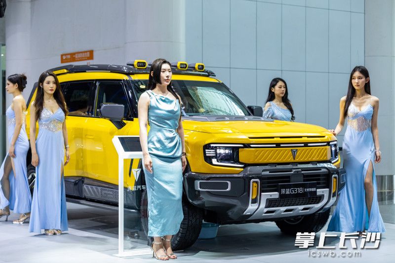 2025湖南車(chē)展美麗車(chē)模在車(chē)前展示。均為長(zhǎng)沙晚報(bào)全媒體記者 董陽(yáng) 攝
