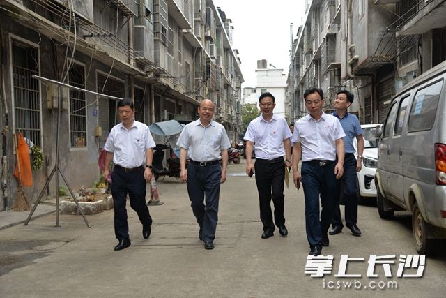 6月29日,，長(zhǎng)沙高新區(qū)管委會(huì)主任郭力夫（左二）帶隊(duì)走訪(fǎng)慰問(wèn)困難黨員、優(yōu)秀共產(chǎn)黨員,。