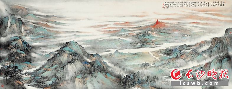 王金石、石綱,、石勁松中國畫《偉人故里》（200×600cm）