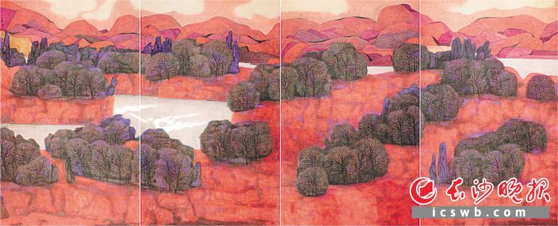 劉云中國畫《紅土地》（200×488cm）