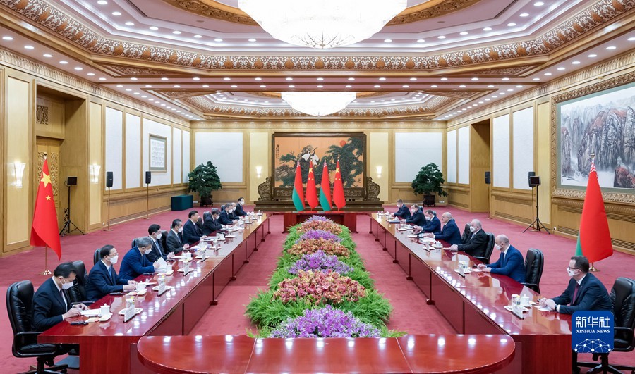 3月1日，國(guó)家主席習(xí)近平在北京人民大會(huì)堂同來(lái)華進(jìn)行國(guó)事訪問(wèn)的白俄羅斯總統(tǒng)盧卡申科舉行會(huì)談。新華社記者 翟健嵐 攝