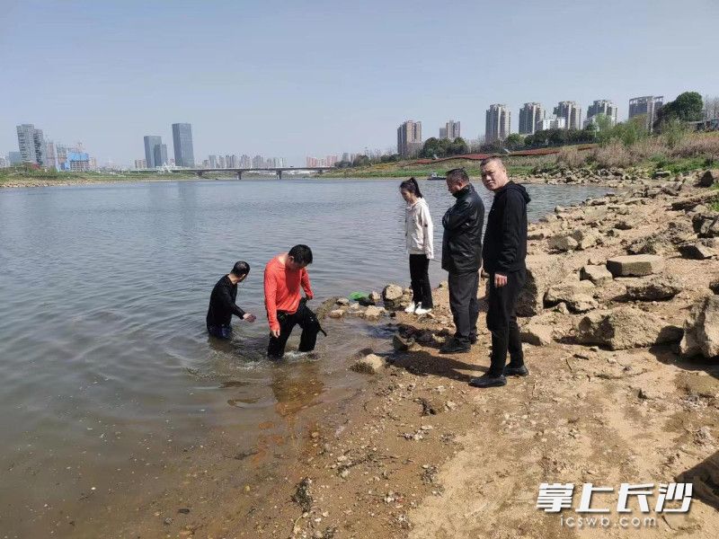 在年輕男子（水中黑色衣服者）幫助下，落水者（紅色衣服者）成功被救上岸,。受訪者供圖