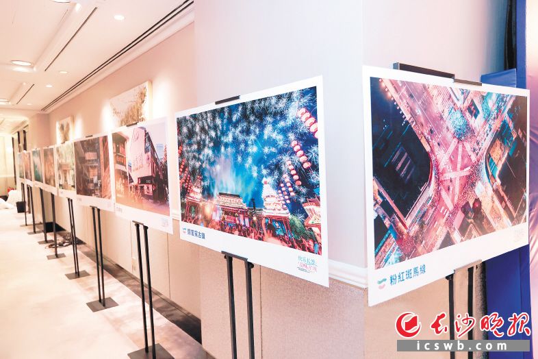 2023長沙（香港）旅游業(yè)界懇談會現(xiàn)場,，百余張圖片集中展示了長沙重要的文旅資源。 長沙晚報通訊員 王柳蓉 供圖